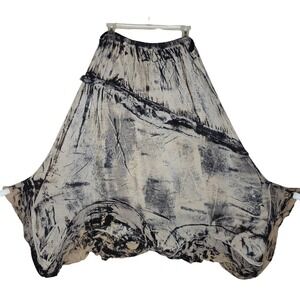 Mezon Boho Tie Dye Print MaxiSkirtElasticWaist Flowy BeigeBlack XL Soft Grungee